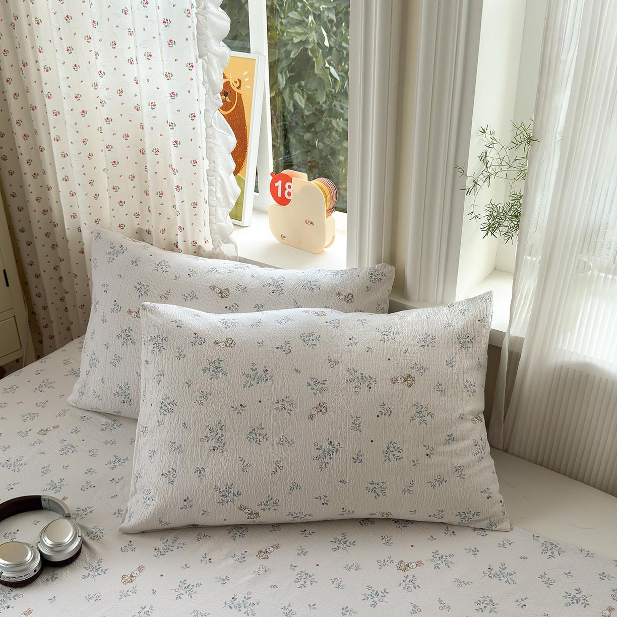 91家纺网 家纺一手货源 找家纺 沐芷 2026 【提供买家秀】A类白花边床单单件 单人双人床单三件套 徘徊兔兔