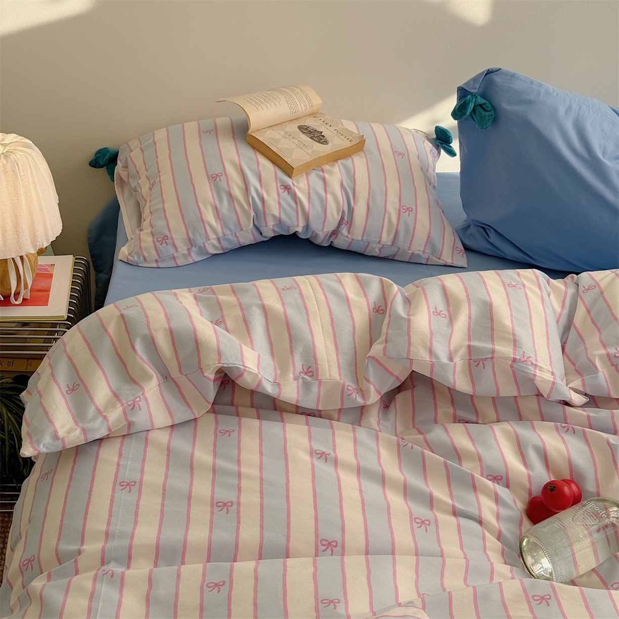 91家纺网 家纺一手货源 找家纺 三朵家纺 2026新款13070可爱INS风全棉四件套 芭蕾蝴蝶结