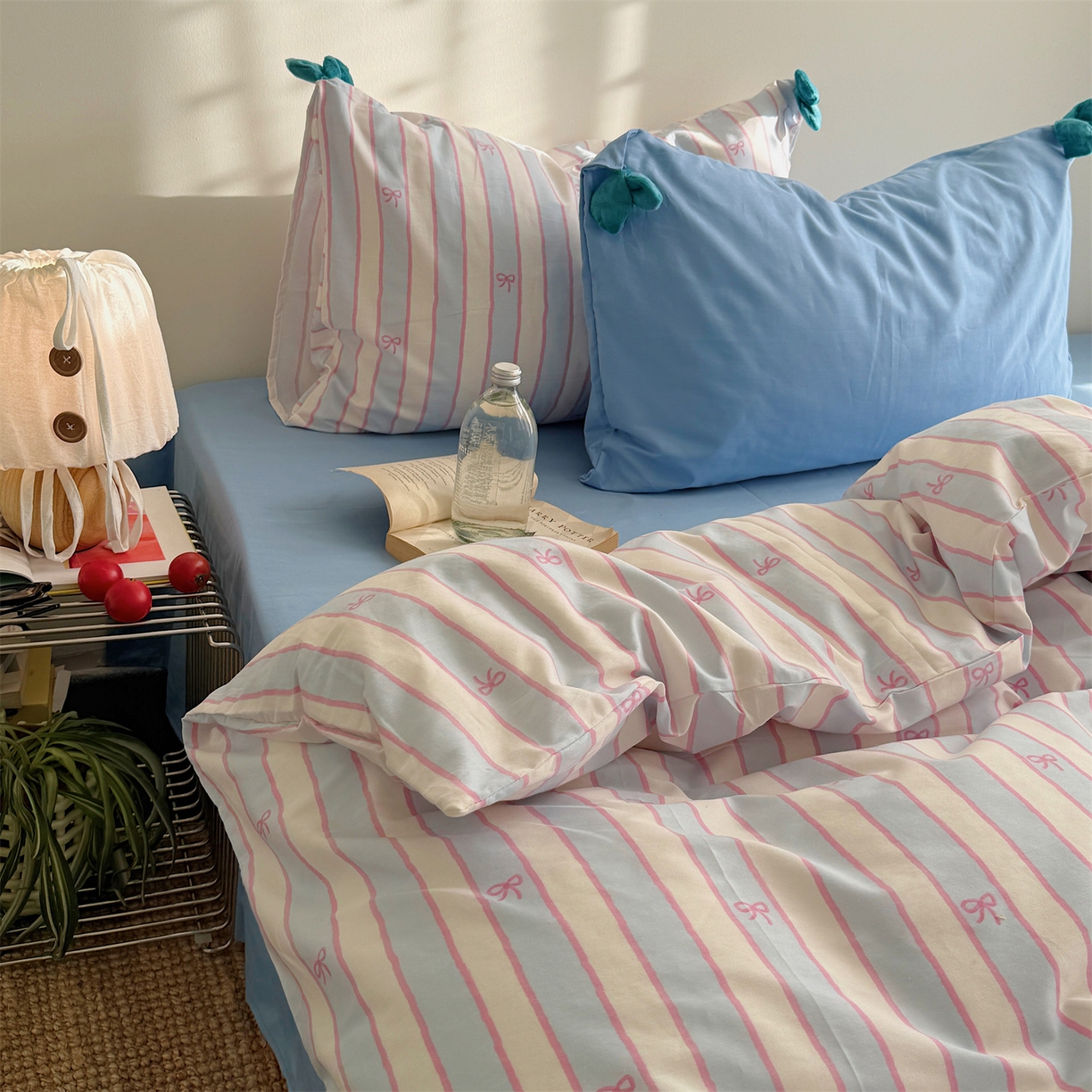 91家纺网 家纺一手货源 找家纺 三朵家纺 2026新款13070可爱INS风全棉四件套 芭蕾蝴蝶结