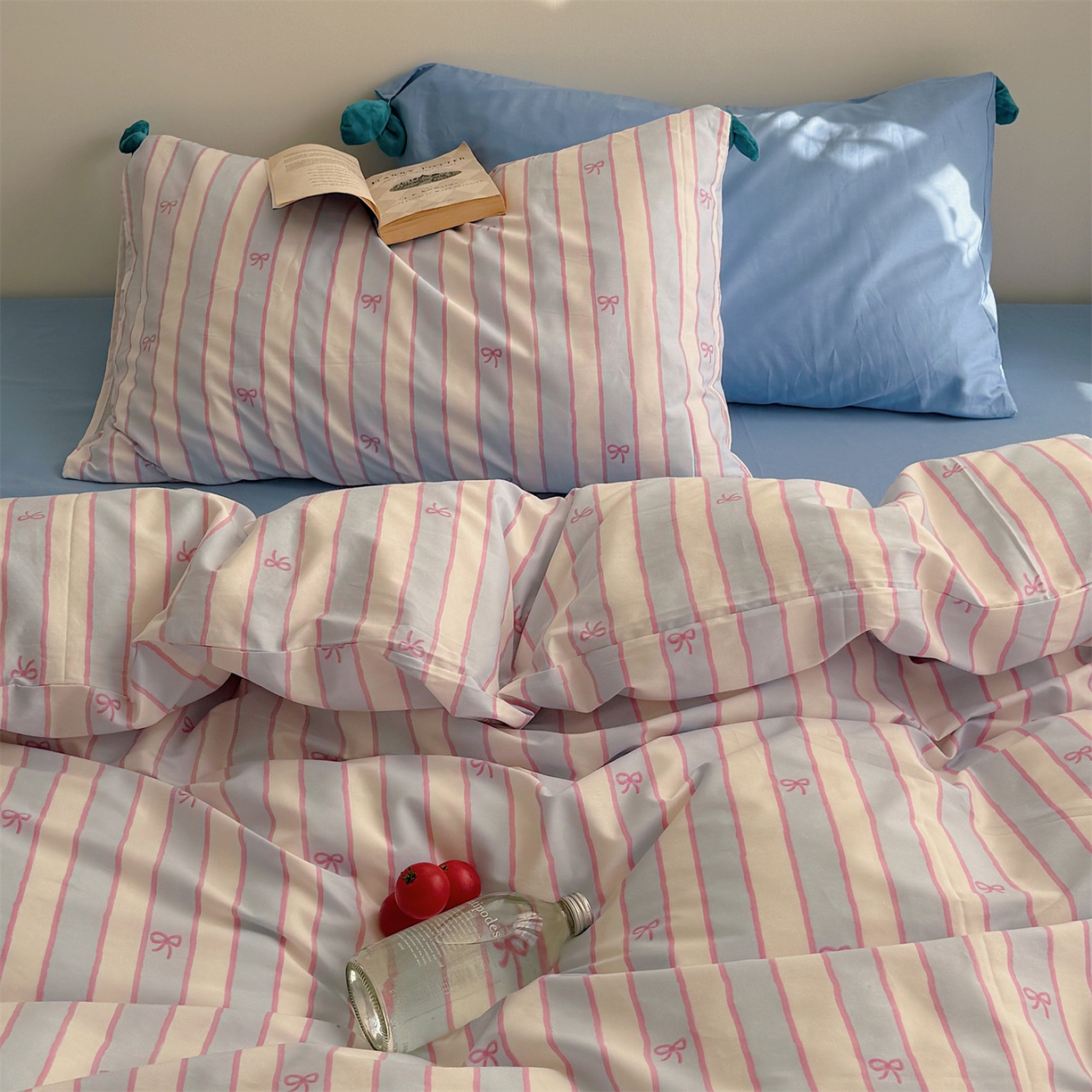 91家纺网 家纺一手货源 找家纺 三朵家纺 2026新款13070可爱INS风全棉四件套 芭蕾蝴蝶结