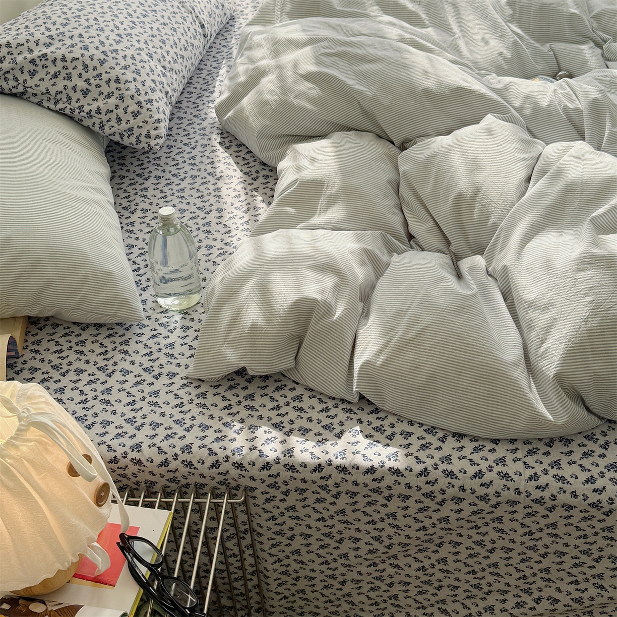 91家纺网 家纺一手货源 找家纺 三朵家纺 2026新款水洗棉碎花INS博主风混搭全棉四件套 南乔