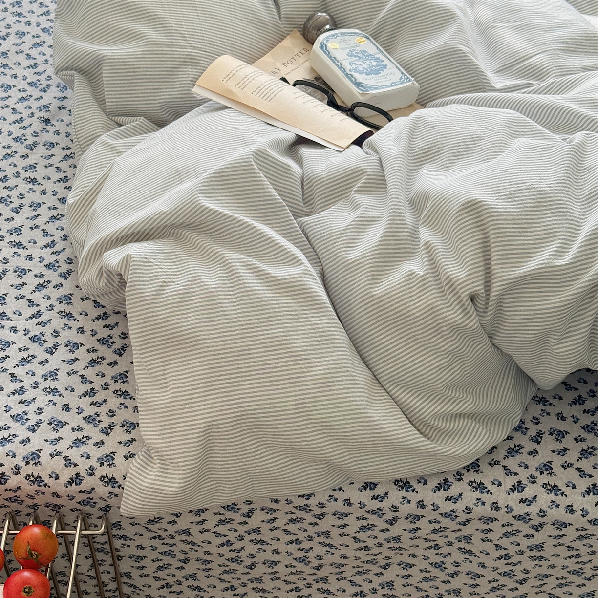 91家纺网 家纺一手货源 找家纺 三朵家纺 2026新款水洗棉碎花INS博主风混搭全棉四件套 南乔