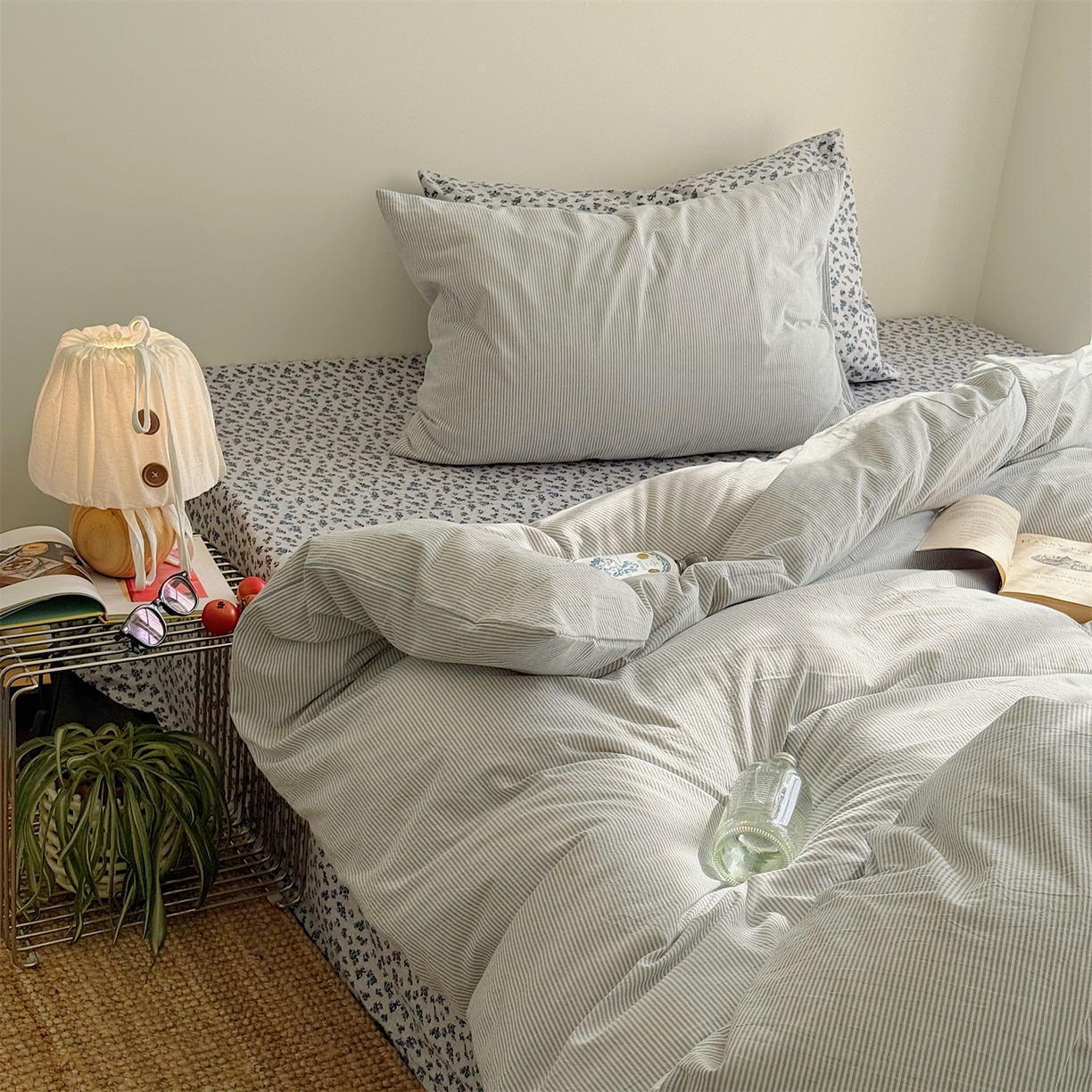 91家纺网 家纺一手货源 找家纺 三朵家纺 2026新款水洗棉碎花INS博主风混搭全棉四件套 南乔