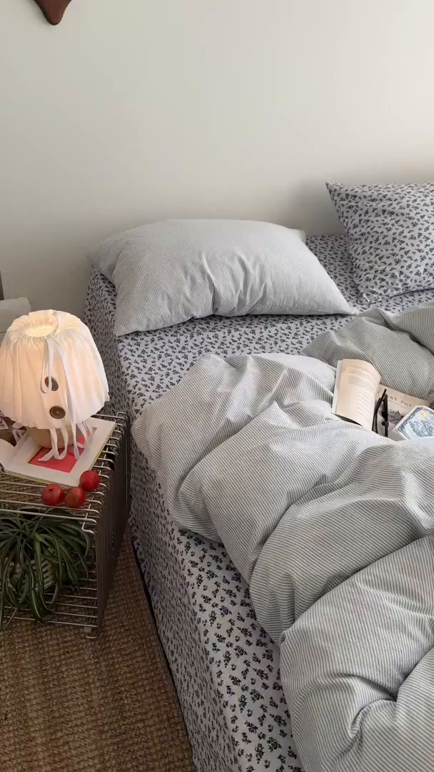 91家纺网 家纺一手货源 找家纺 三朵家纺 2026新款水洗棉碎花INS博主风混搭全棉四件套 南乔