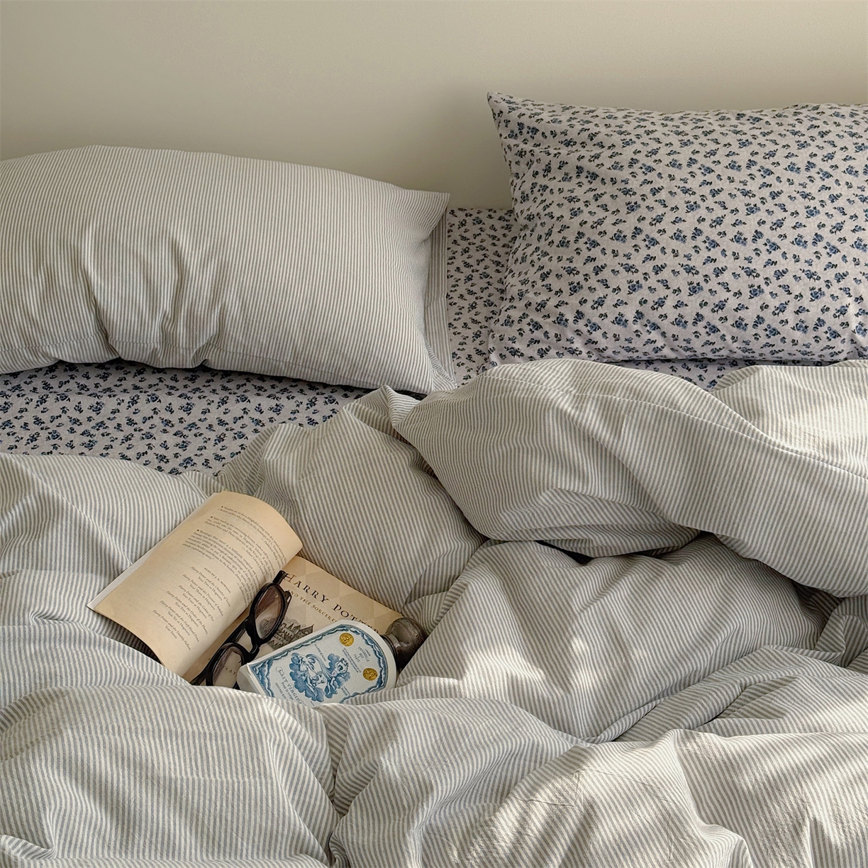 91家纺网 家纺一手货源 找家纺 三朵家纺 2026新款水洗棉碎花INS博主风混搭全棉四件套 南乔