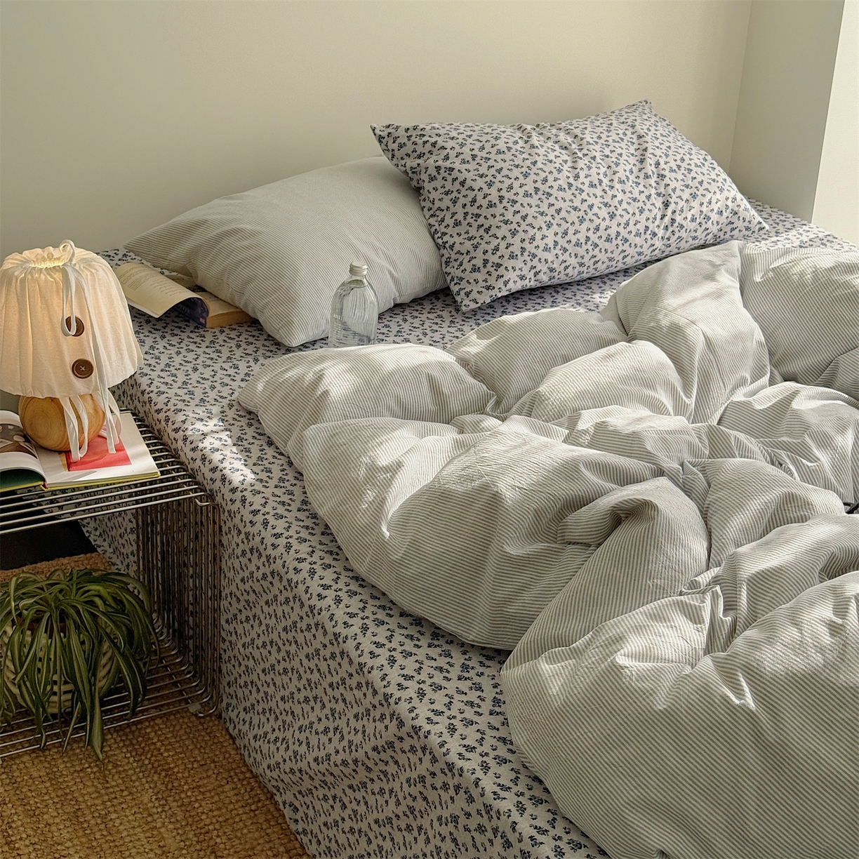 91家纺网 家纺一手货源 找家纺 三朵家纺 2026新款水洗棉碎花INS博主风混搭全棉四件套 南乔