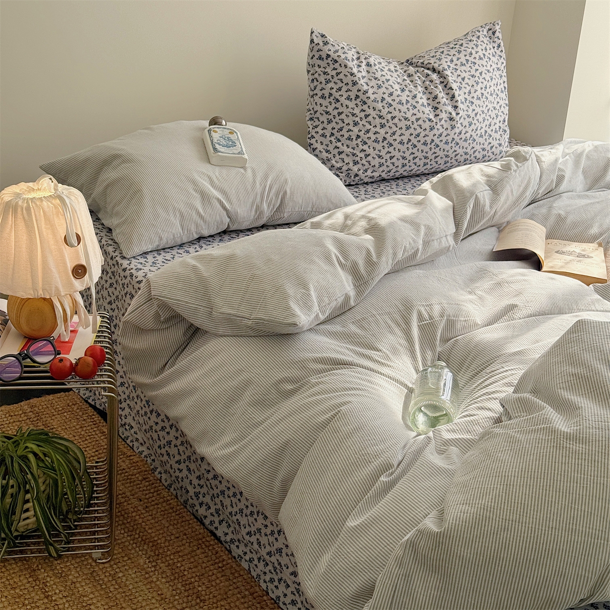 91家纺网 家纺一手货源 找家纺 三朵家纺 2026新款水洗棉碎花INS博主风混搭全棉四件套 南乔