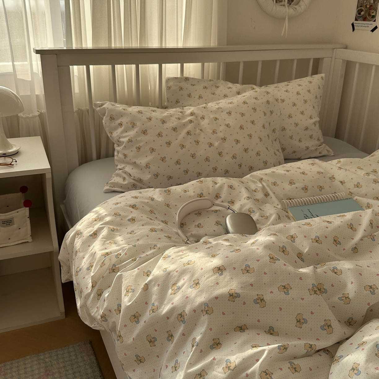 91家纺网 家纺一手货源 找家纺 （总）尺素 2026新款纯棉卡通ins风四件套可爱少女风全棉被套纯色1.8床笠加大床单学生1.2三件套