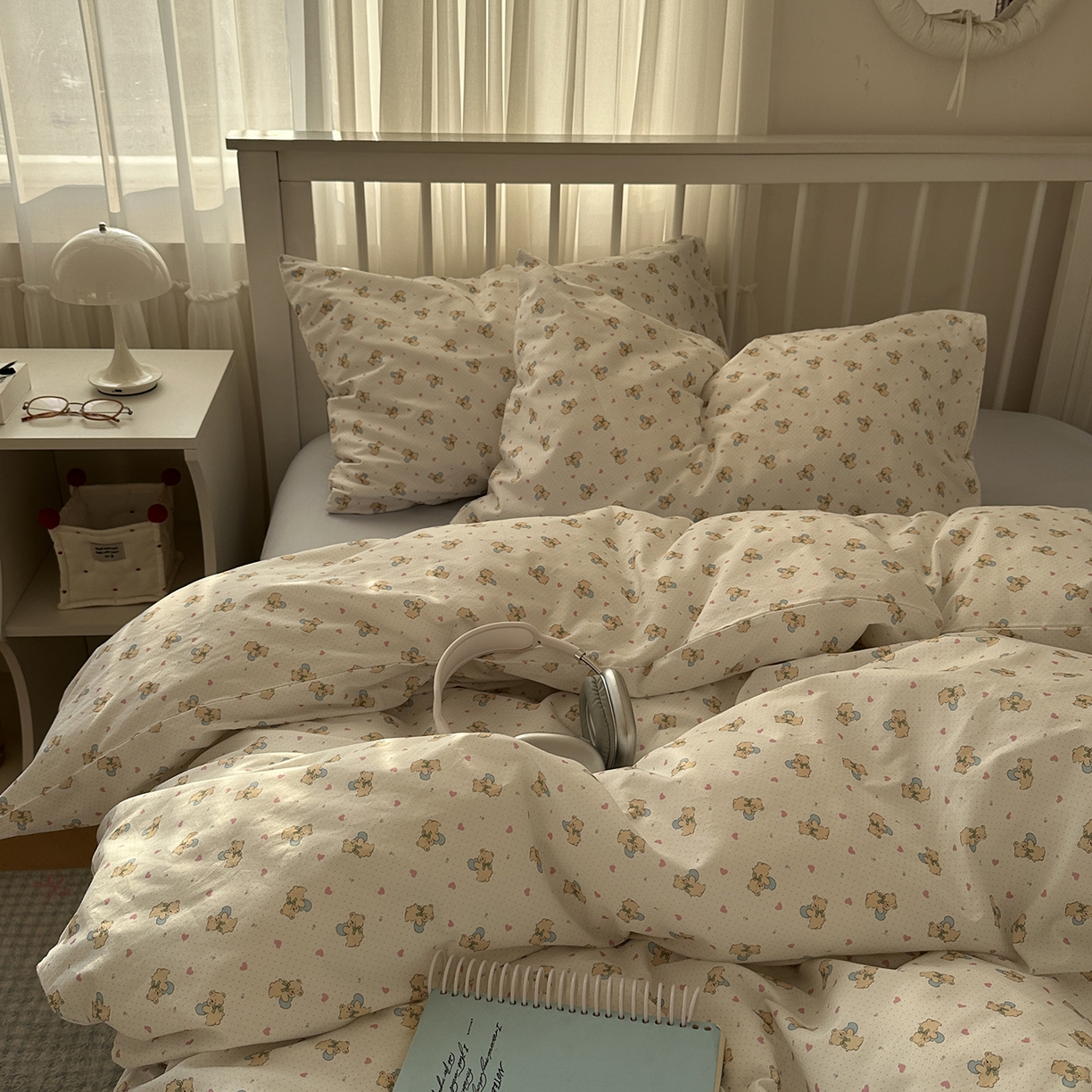 91家纺网 家纺一手货源 找家纺 （总）尺素 2026新款纯棉卡通ins风四件套可爱少女风全棉被套纯色1.8床笠加大床单学生1.2三件套