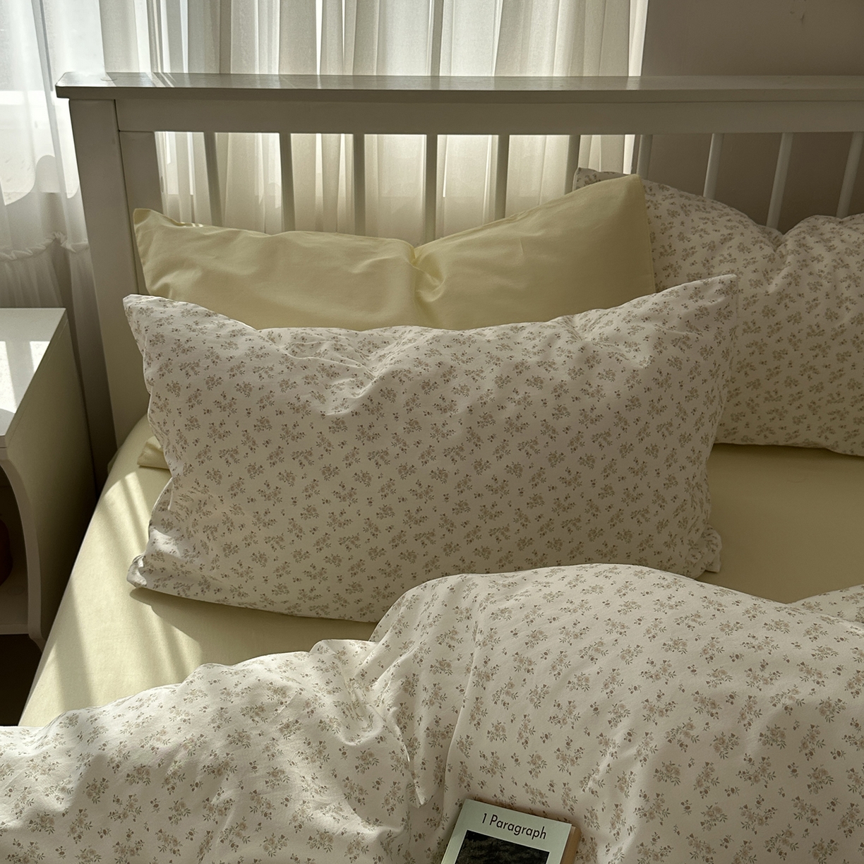 91家纺网 家纺一手货源 找家纺 尺素 2026新款纯棉卡通ins风四件套可爱少女风全棉被套纯色1.8床笠加大床单学生1.2三件套 清梦--浅黄