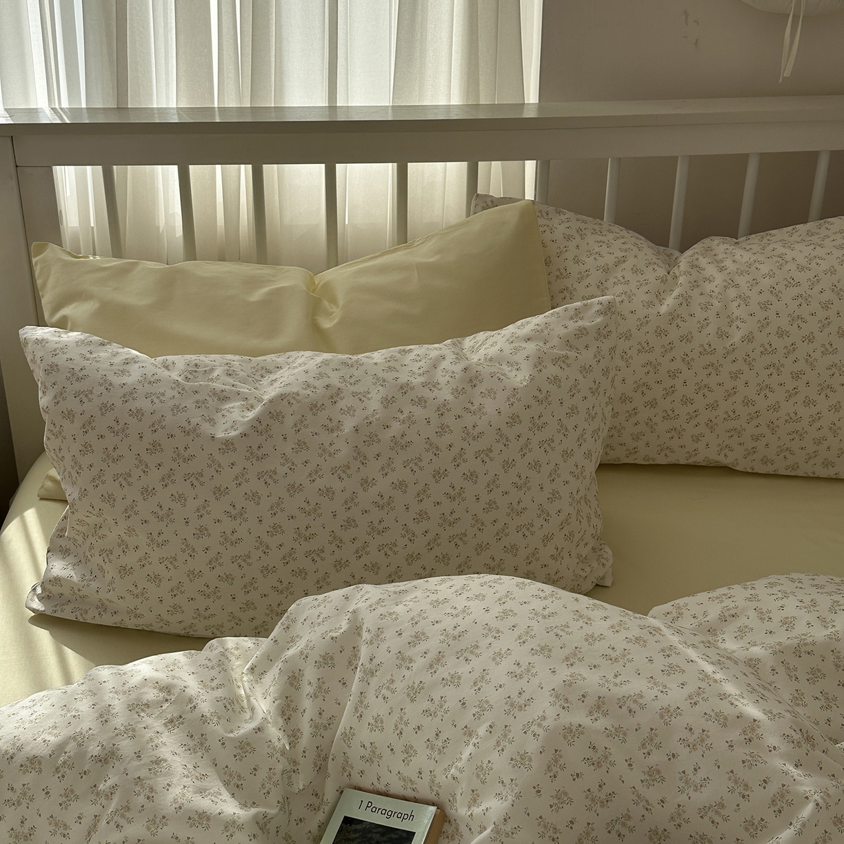 91家纺网 家纺一手货源 找家纺 尺素 2026新款纯棉卡通ins风四件套可爱少女风全棉被套纯色1.8床笠加大床单学生1.2三件套 清梦--浅黄