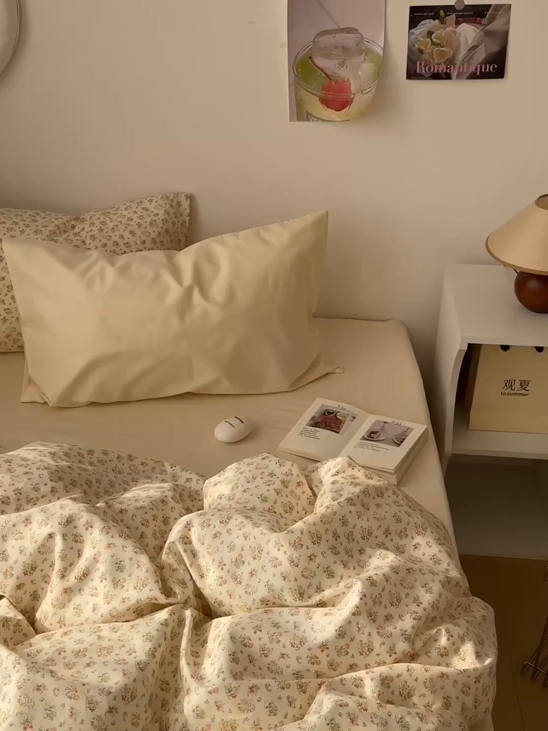 91家纺网 家纺一手货源 找家纺 尺素 2026田园小清新纯棉四件套出口韩国ins博主风全棉被套纯色加大床单1.8床笠印花枕套学生宿舍三件套 花似锦 奶白