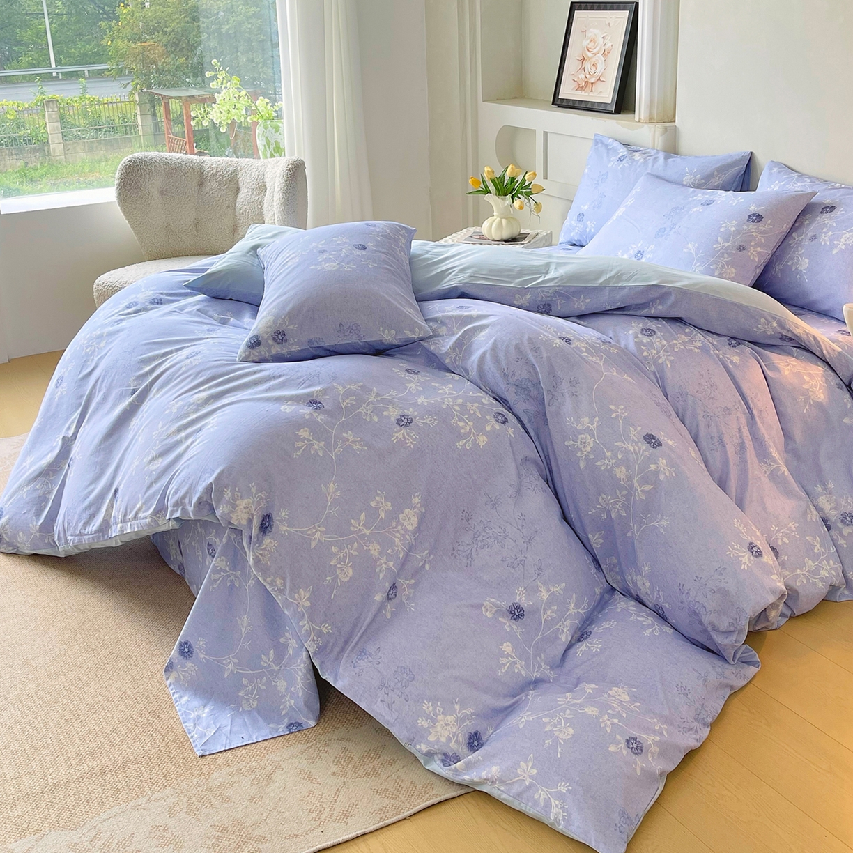 91家纺网 家纺一手货源 找家纺 （总）金鑫汇家纺 2026新款全棉印花小清新四件套系列-可露丽