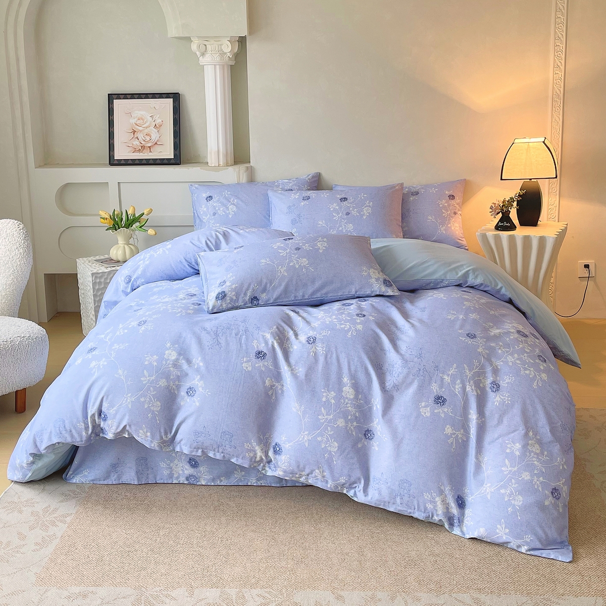 91家纺网 家纺一手货源 找家纺 金鑫汇家纺 2026新款全棉印花小清新四件套系列-可露丽 海盐可露丽