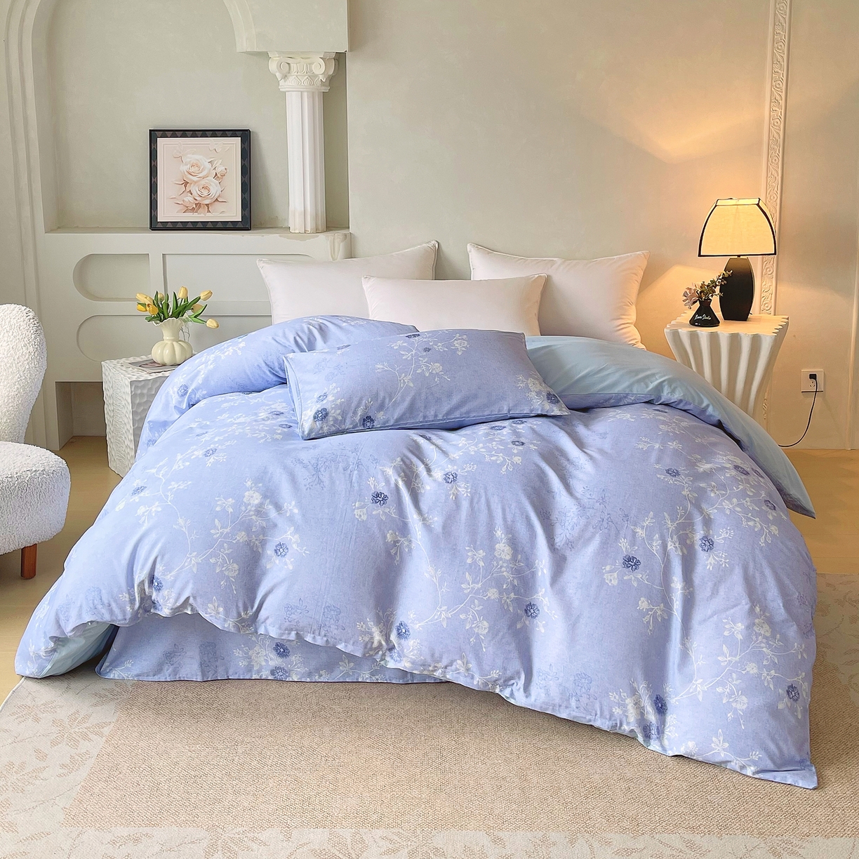 91家纺网 家纺一手货源 找家纺 金鑫汇家纺 2026新款全棉印花小清新四件套系列-可露丽 海盐可露丽