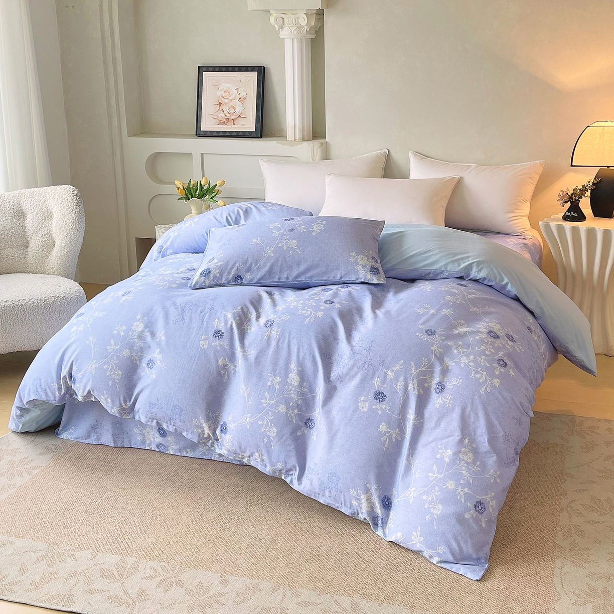 91家纺网 家纺一手货源 找家纺 金鑫汇家纺 2026新款全棉印花小清新四件套系列-可露丽 海盐可露丽