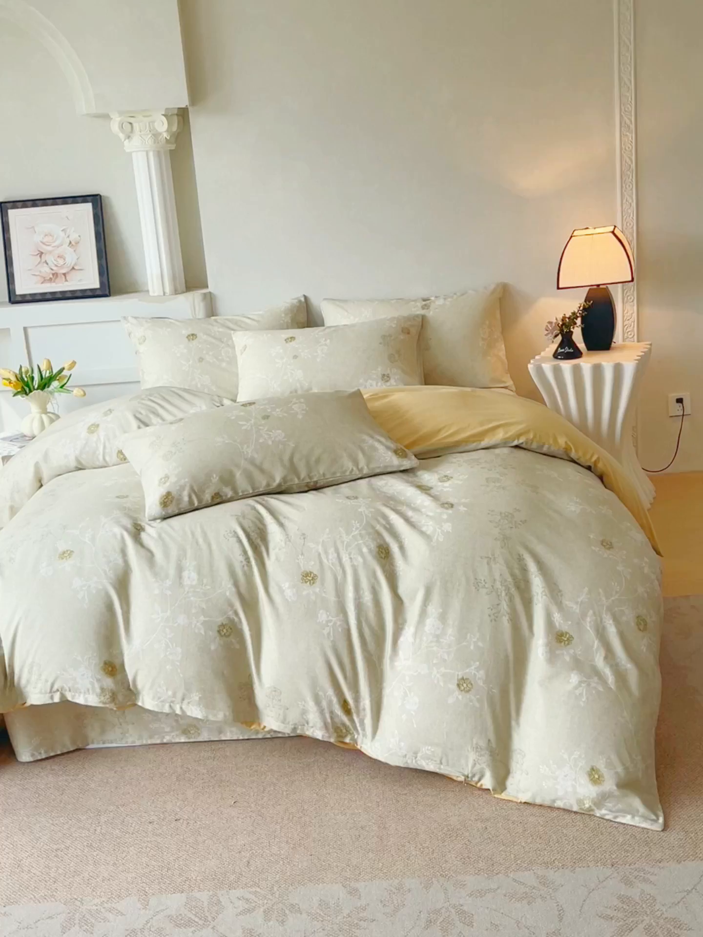 91家纺网 家纺一手货源 找家纺 金鑫汇家纺 2026新款全棉印花小清新四件套系列-可露丽 浅绿可露丽