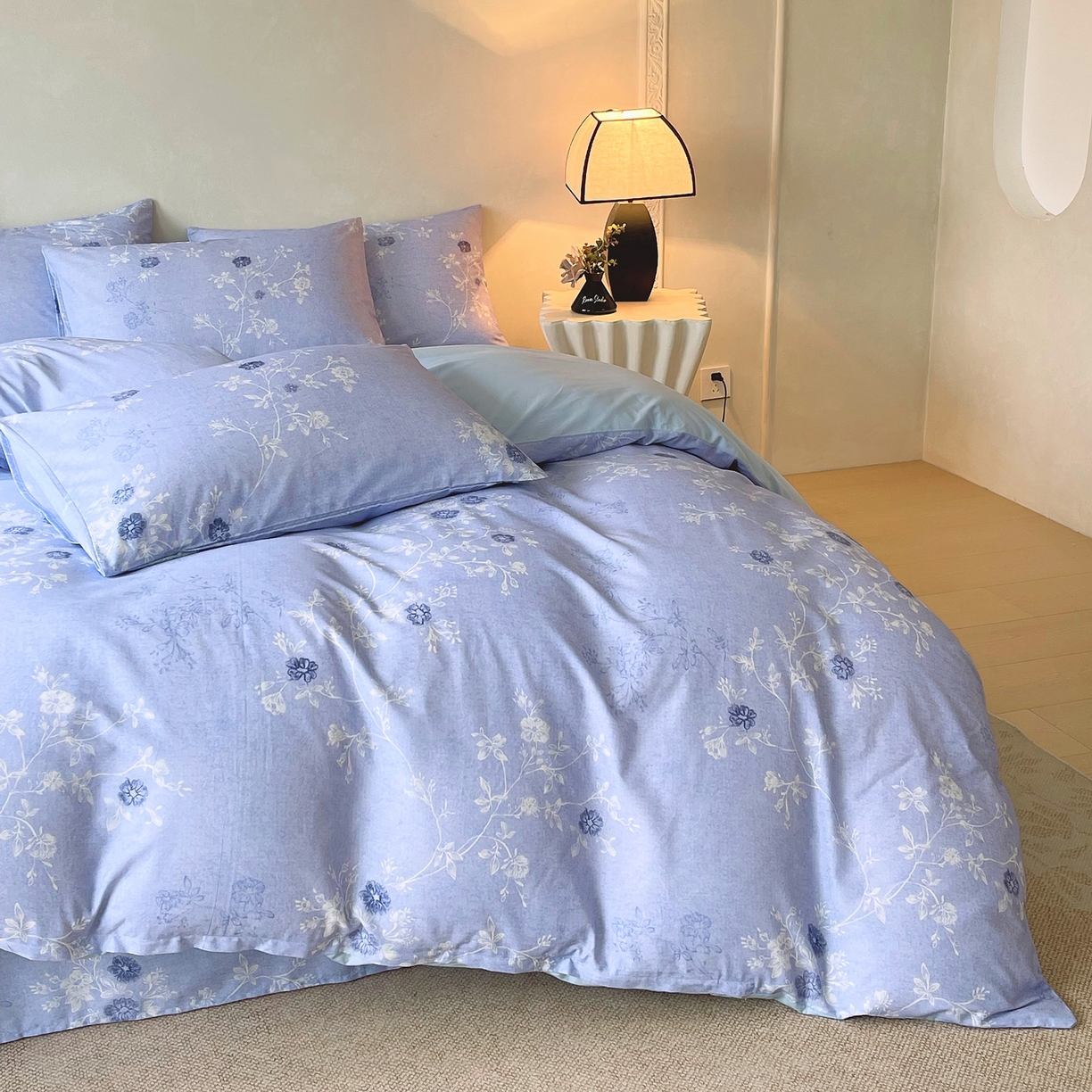 91家纺网 家纺一手货源 找家纺 金鑫汇家纺 2026新款全棉印花小清新单品被套系列-可露丽 海盐可露丽