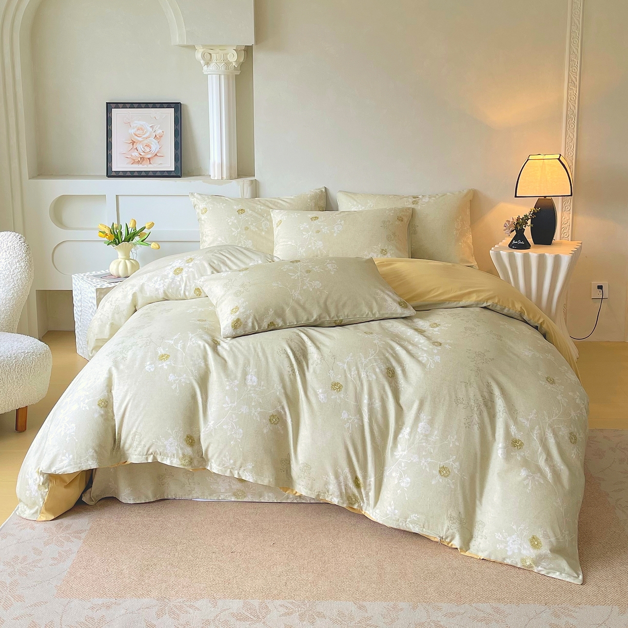 91家纺网 家纺一手货源 找家纺 金鑫汇家纺 2026新款全棉印花小清新单品被套系列-可露丽 浅绿可露丽