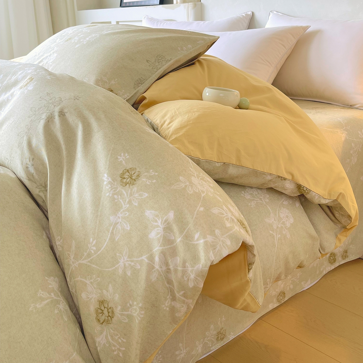 91家纺网 家纺一手货源 找家纺 金鑫汇家纺 2026新款全棉印花小清新单品被套系列-可露丽 浅绿可露丽