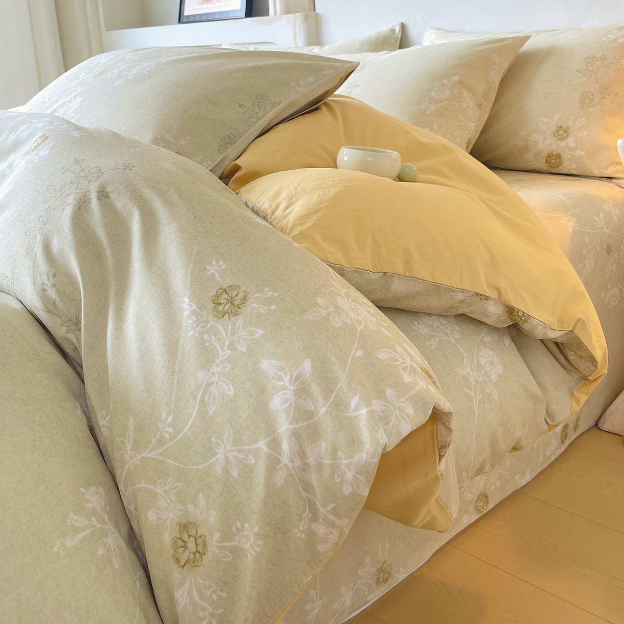 91家纺网 家纺一手货源 找家纺 金鑫汇家纺 2026新款全棉印花小清新单品被套系列-可露丽 浅绿可露丽