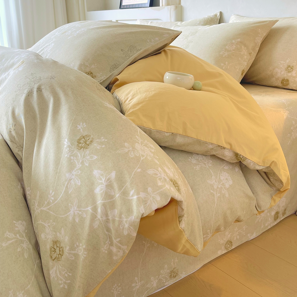 91家纺网 家纺一手货源 找家纺 金鑫汇家纺 2026新款全棉印花小清新单品被套系列-可露丽 浅绿可露丽