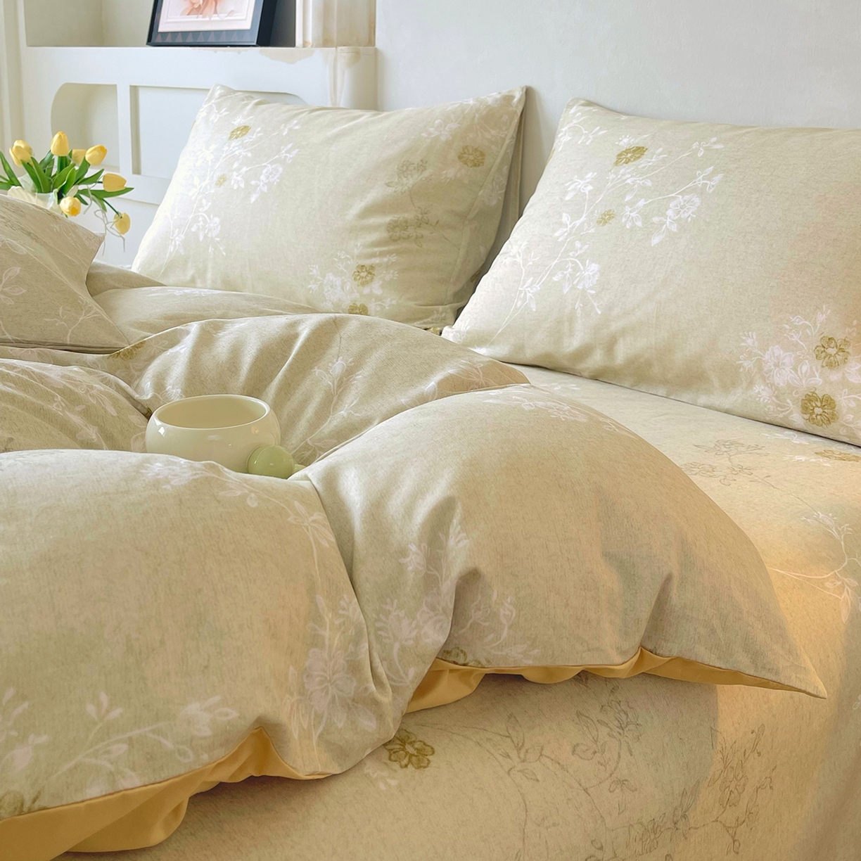 91家纺网 家纺一手货源 找家纺 金鑫汇家纺 2026新款全棉印花小清新单品被套系列-可露丽 浅绿可露丽