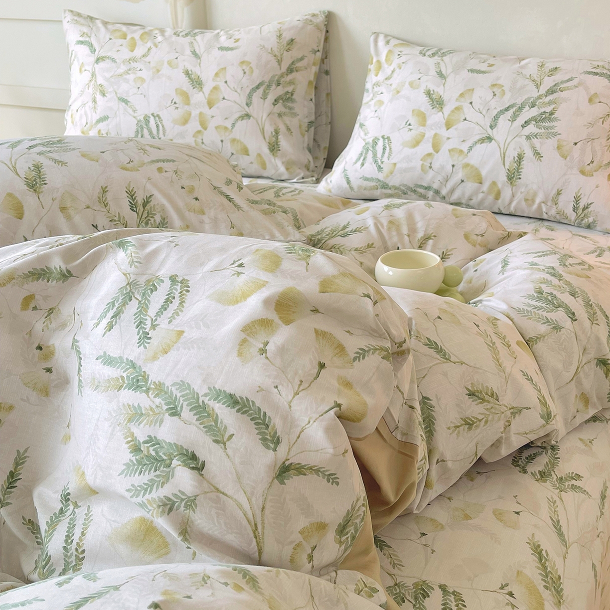 91家纺网 家纺一手货源 找家纺 金鑫汇家纺 2026新款全棉印花小清新单品被套系列-可露丽 月下花影-绿