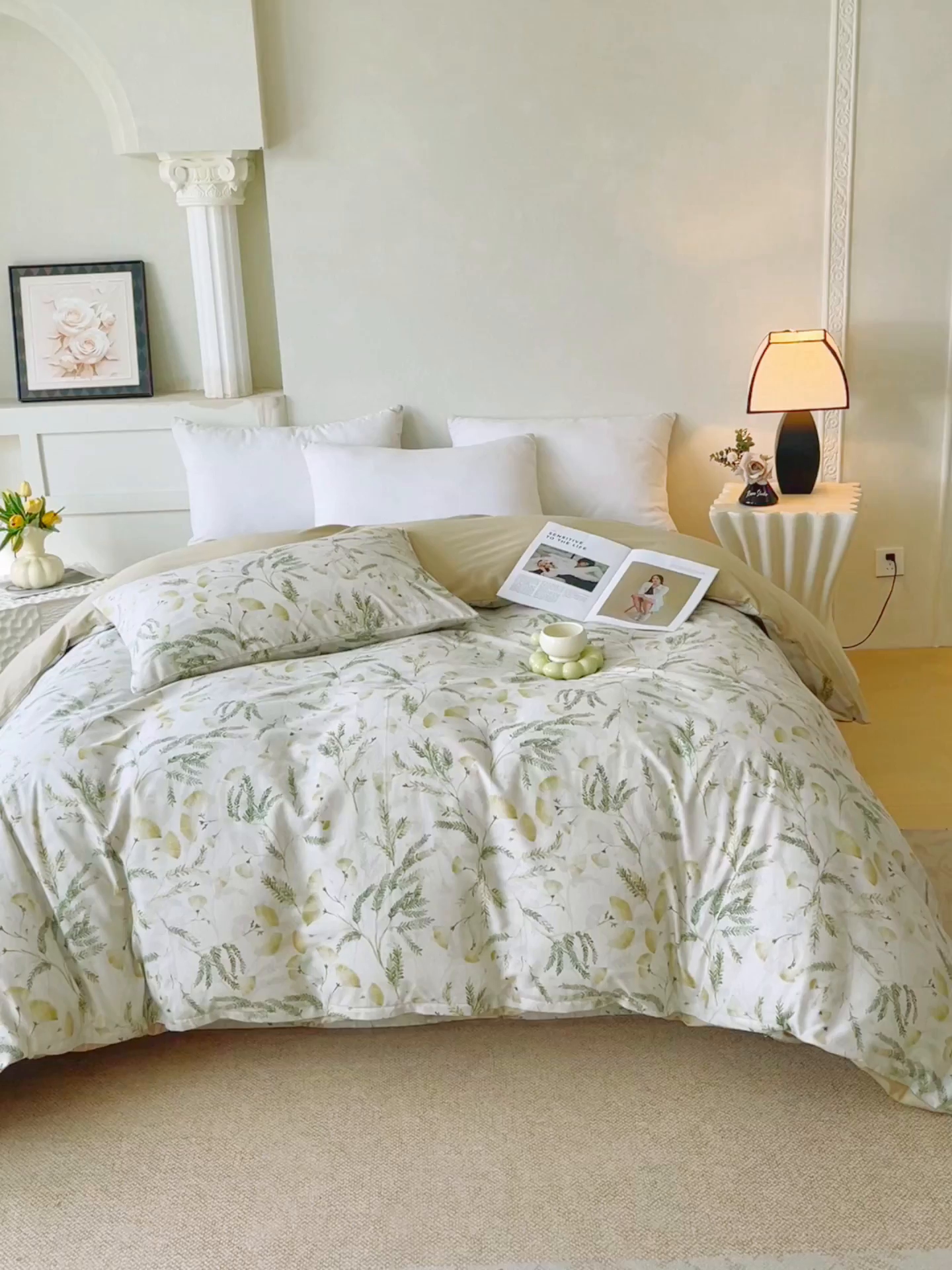 91家纺网 家纺一手货源 找家纺 金鑫汇家纺 2026新款全棉印花小清新单品被套系列-可露丽 月下花影-绿