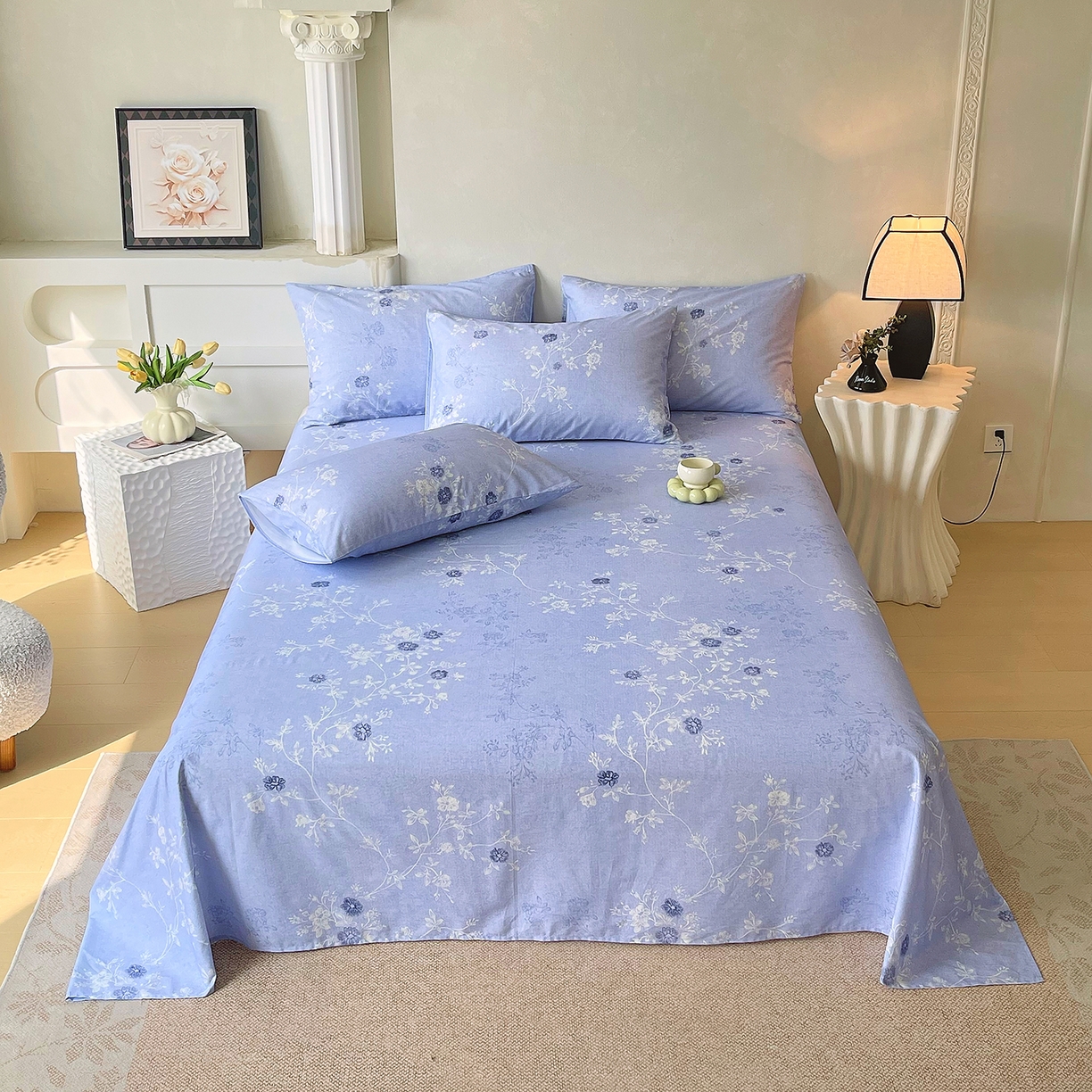 91家纺网 家纺一手货源 找家纺 （总）金鑫汇家纺 2026新款全棉印花小清新单品床单系列-可露丽