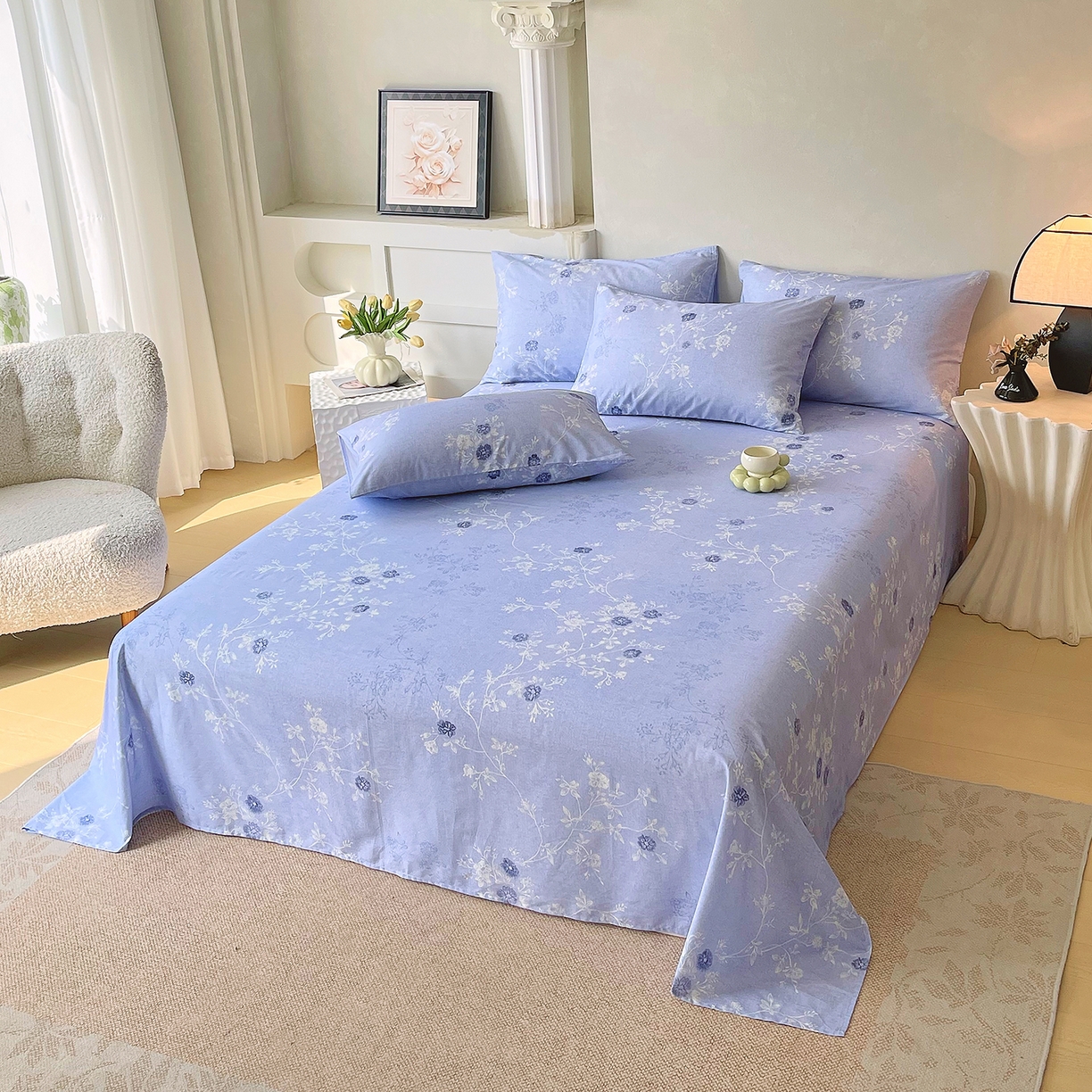 91家纺网 家纺一手货源 找家纺 （总）金鑫汇家纺 2026新款全棉印花小清新单品床单系列-可露丽