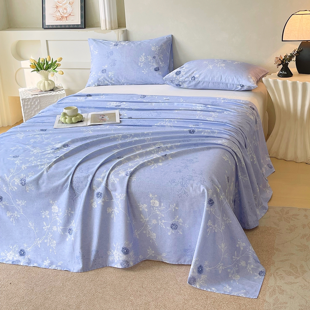 91家纺网 家纺一手货源 找家纺 （总）金鑫汇家纺 2026新款全棉印花小清新单品床单系列-可露丽