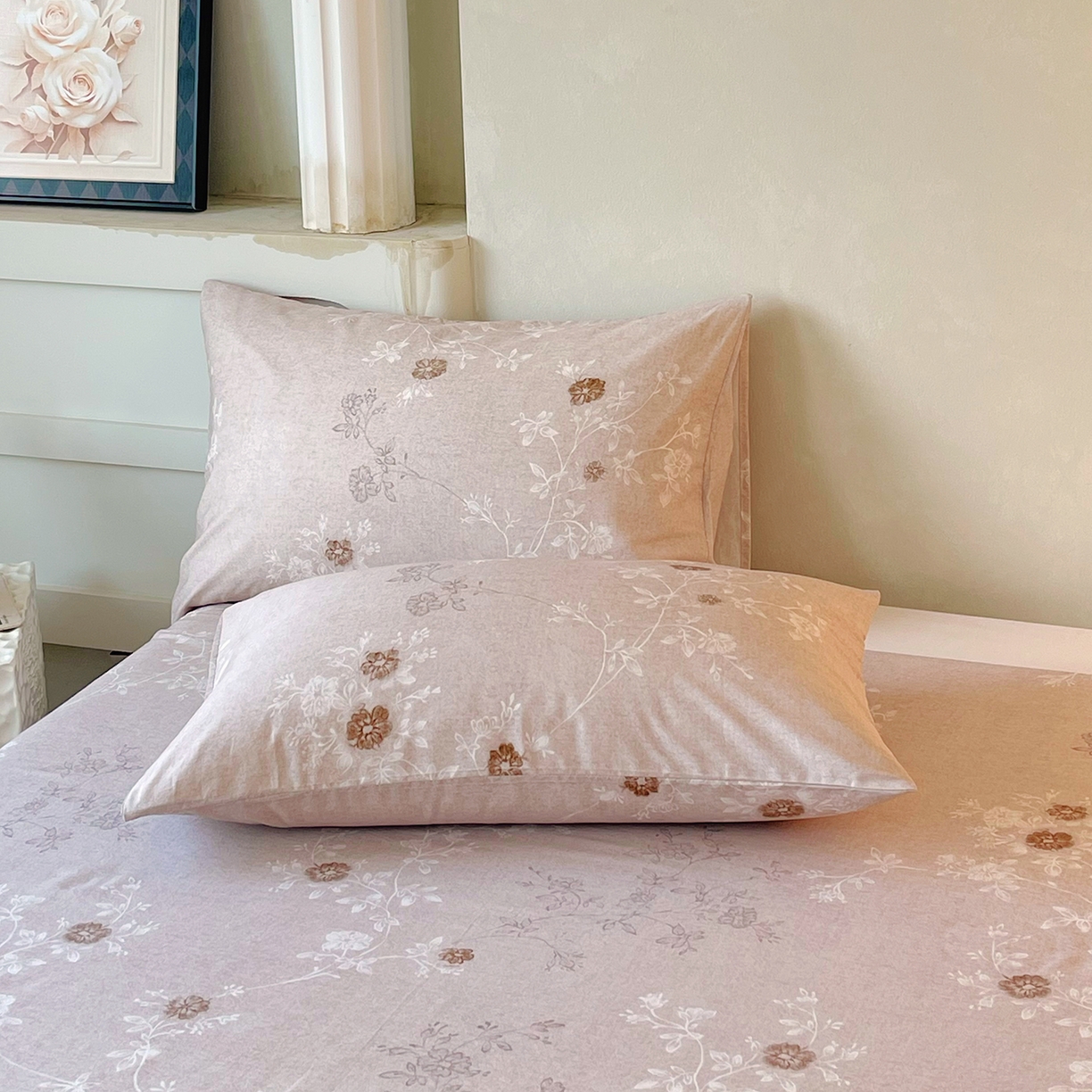 91家纺网 家纺一手货源 找家纺 金鑫汇家纺 2026新款全棉印花小清新单品床单系列-可露丽 浅咖可露丽