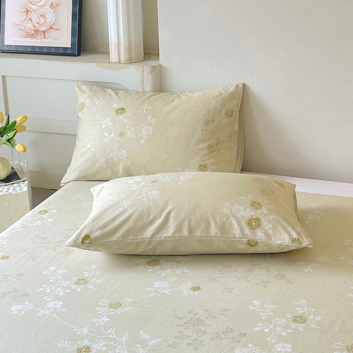 91家纺网 家纺一手货源 找家纺 金鑫汇家纺 2026新款全棉印花小清新单品床单系列-可露丽 浅绿可露丽