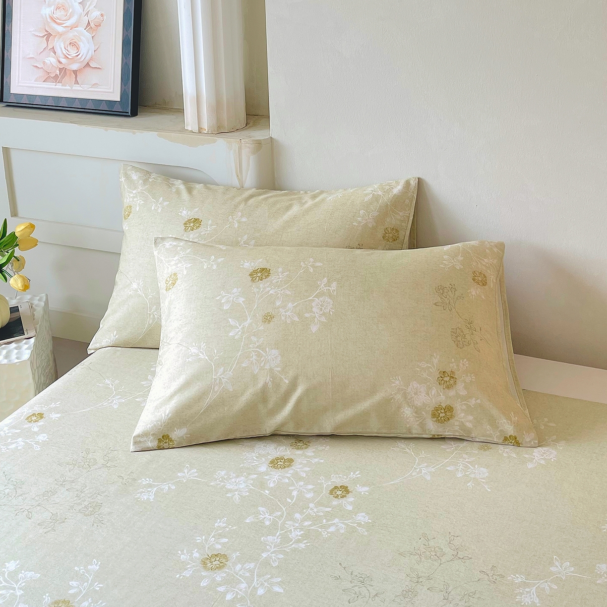 91家纺网 家纺一手货源 找家纺 金鑫汇家纺 2026新款全棉印花小清新单品床单系列-可露丽 浅绿可露丽