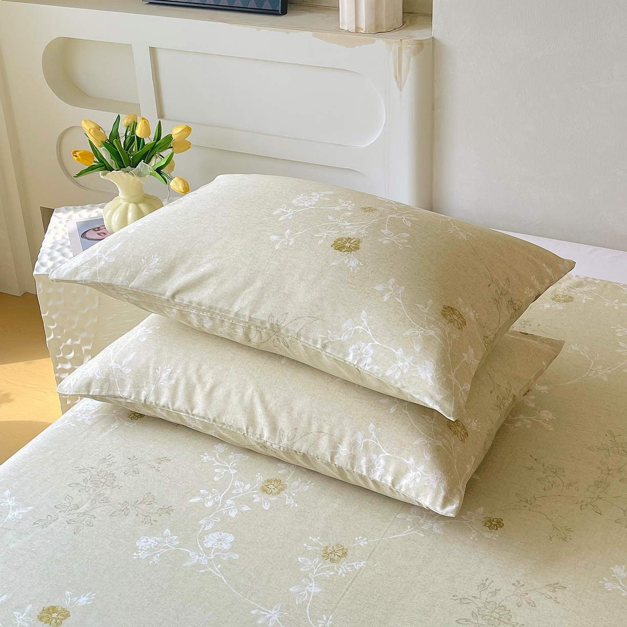 91家纺网 家纺一手货源 找家纺 金鑫汇家纺 2026新款全棉印花小清新单品床单系列-可露丽 浅绿可露丽