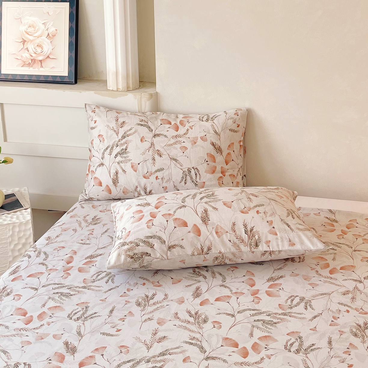 91家纺网 家纺一手货源 找家纺 金鑫汇家纺 2026新款全棉印花小清新单品床单系列-可露丽 月下花影-桔