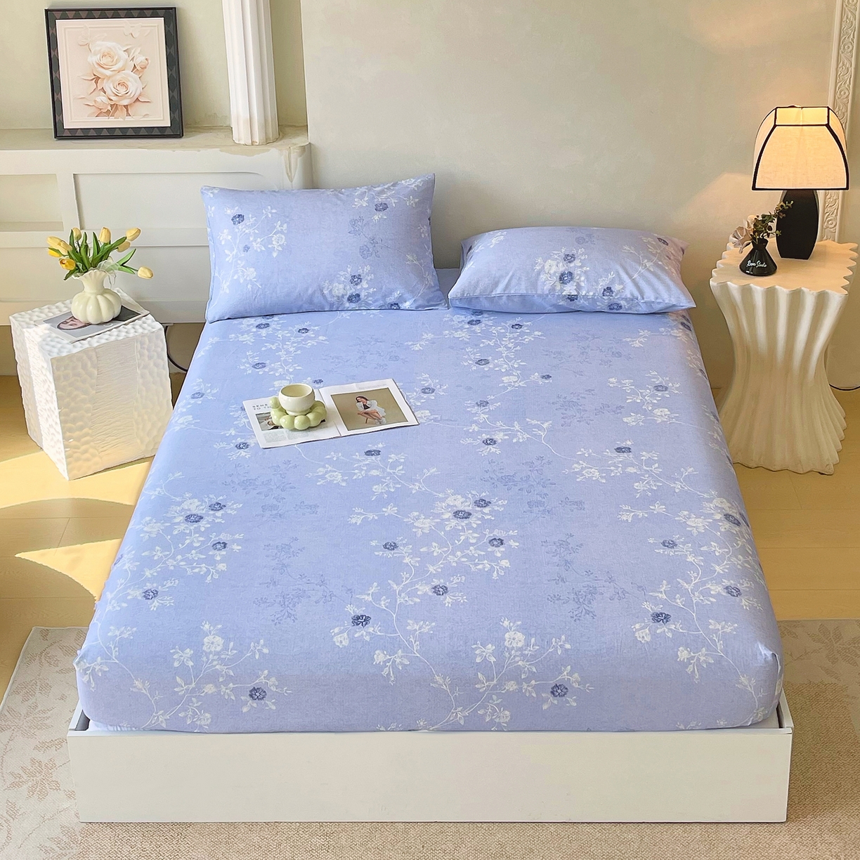 91家纺网 家纺一手货源 找家纺 （总）金鑫汇家纺 2026新款全棉印花小清新单品床笠系列-可露丽