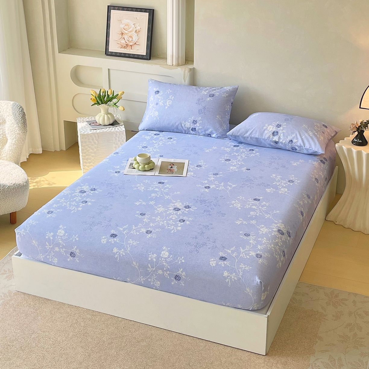 91家纺网 家纺一手货源 找家纺 （总）金鑫汇家纺 2026新款全棉印花小清新单品床笠系列-可露丽