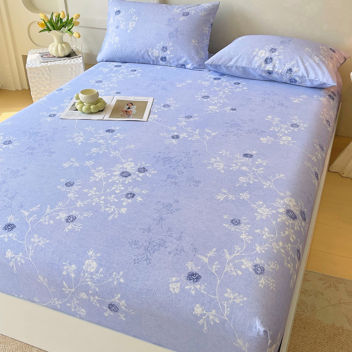 91家纺网 家纺一手货源 找家纺 （总）金鑫汇家纺 2026新款全棉印花小清新单品床笠系列-可露丽