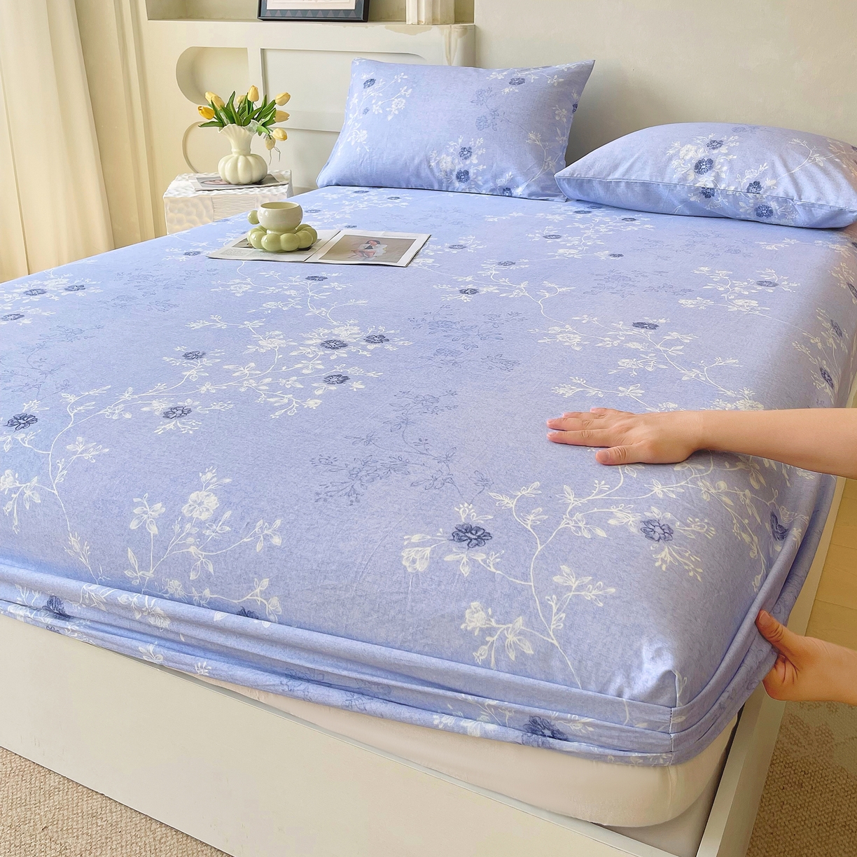 91家纺网 家纺一手货源 找家纺 （总）金鑫汇家纺 2026新款全棉印花小清新单品床笠系列-可露丽