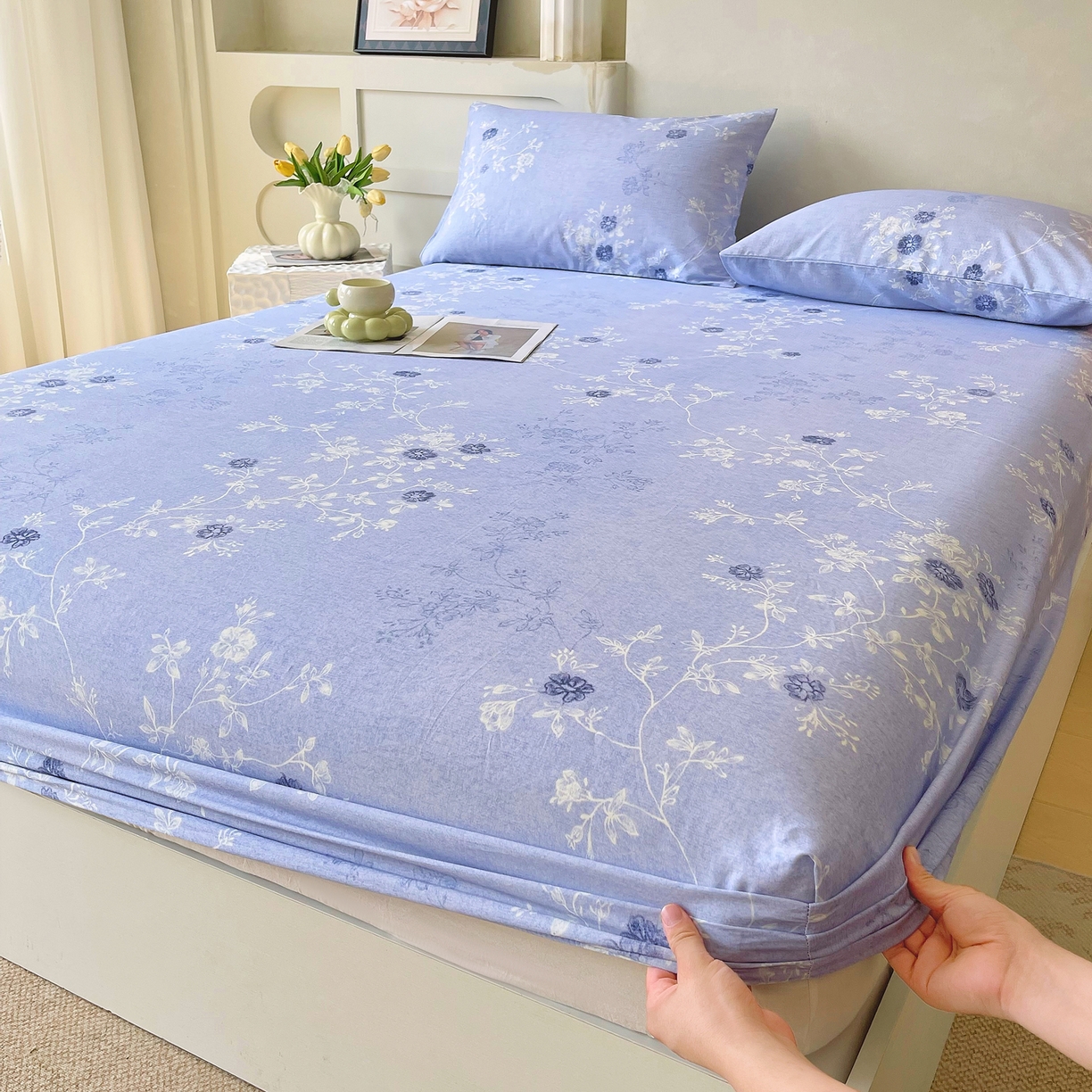 91家纺网 家纺一手货源 找家纺 （总）金鑫汇家纺 2026新款全棉印花小清新单品床笠系列-可露丽