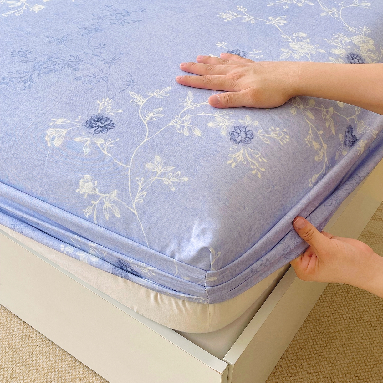 91家纺网 家纺一手货源 找家纺 金鑫汇家纺 2026新款全棉印花小清新单品床笠系列-可露丽 海盐可露丽