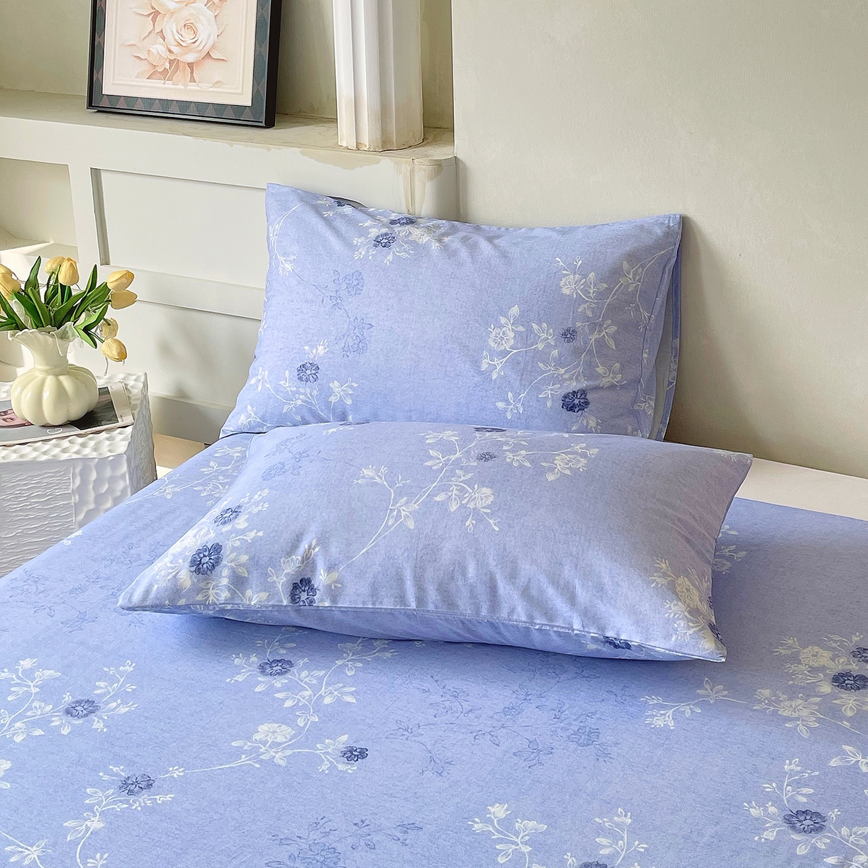 91家纺网 家纺一手货源 找家纺 （总）金鑫汇家纺 2026新款全棉印花小清新单枕套系列-可露丽