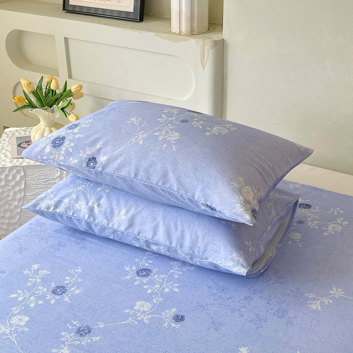 91家纺网 家纺一手货源 找家纺 金鑫汇家纺 2026新款全棉印花小清新单枕套系列-可露丽 海盐可露丽