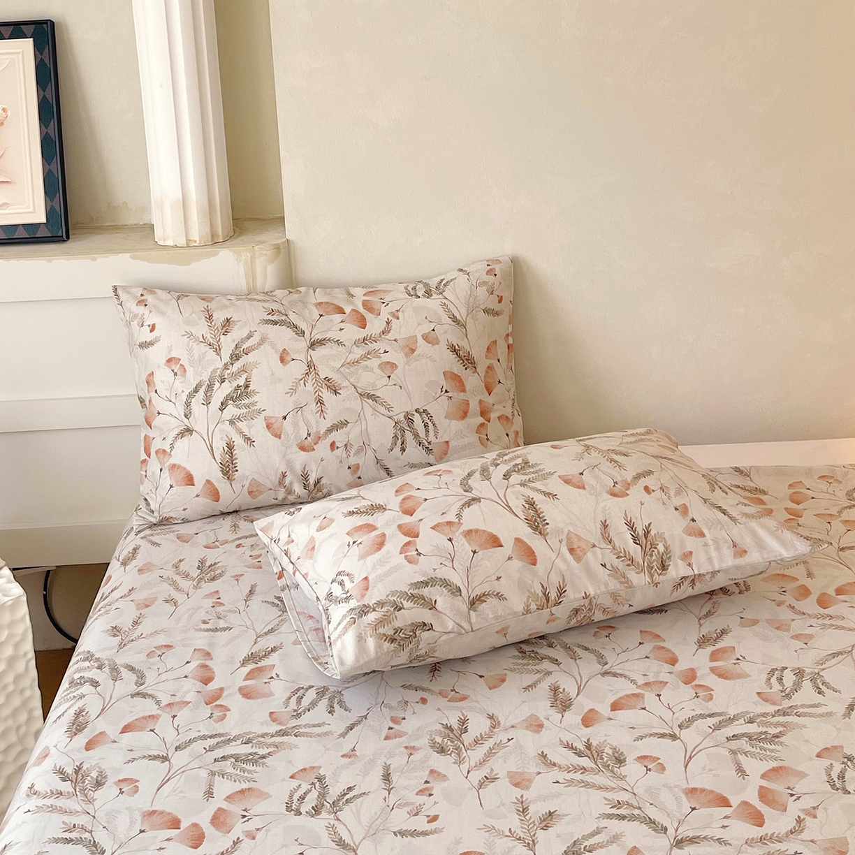 91家纺网 家纺一手货源 找家纺 金鑫汇家纺 2026新款全棉印花小清新单枕套系列-可露丽 月下花影-桔