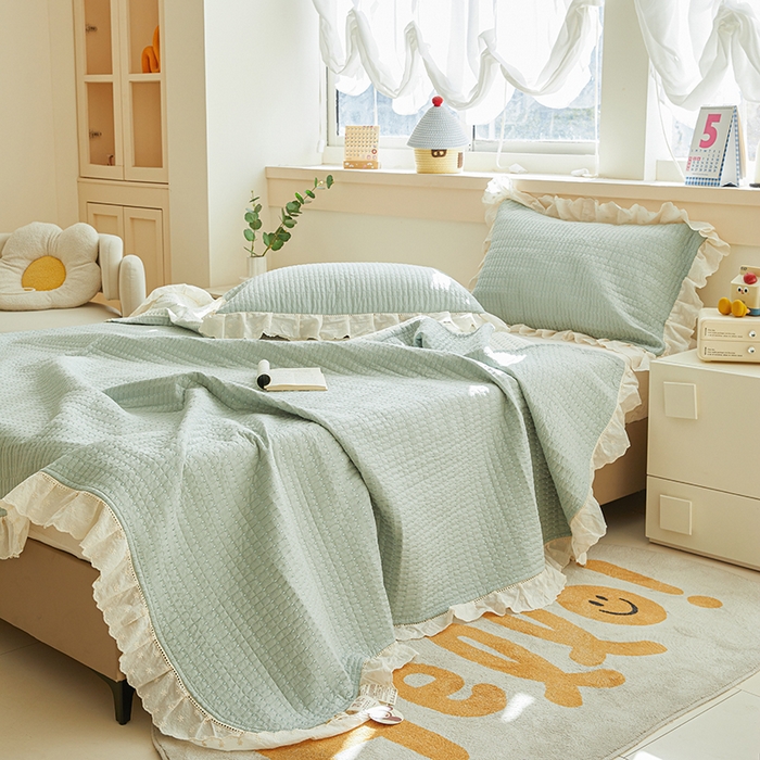 91家纺网 家纺一手货源 找家纺 （总）源舜家纺 2026新款天丝棉麻莱赛尔莫代尔天丝棉米粒绣床盖三件套