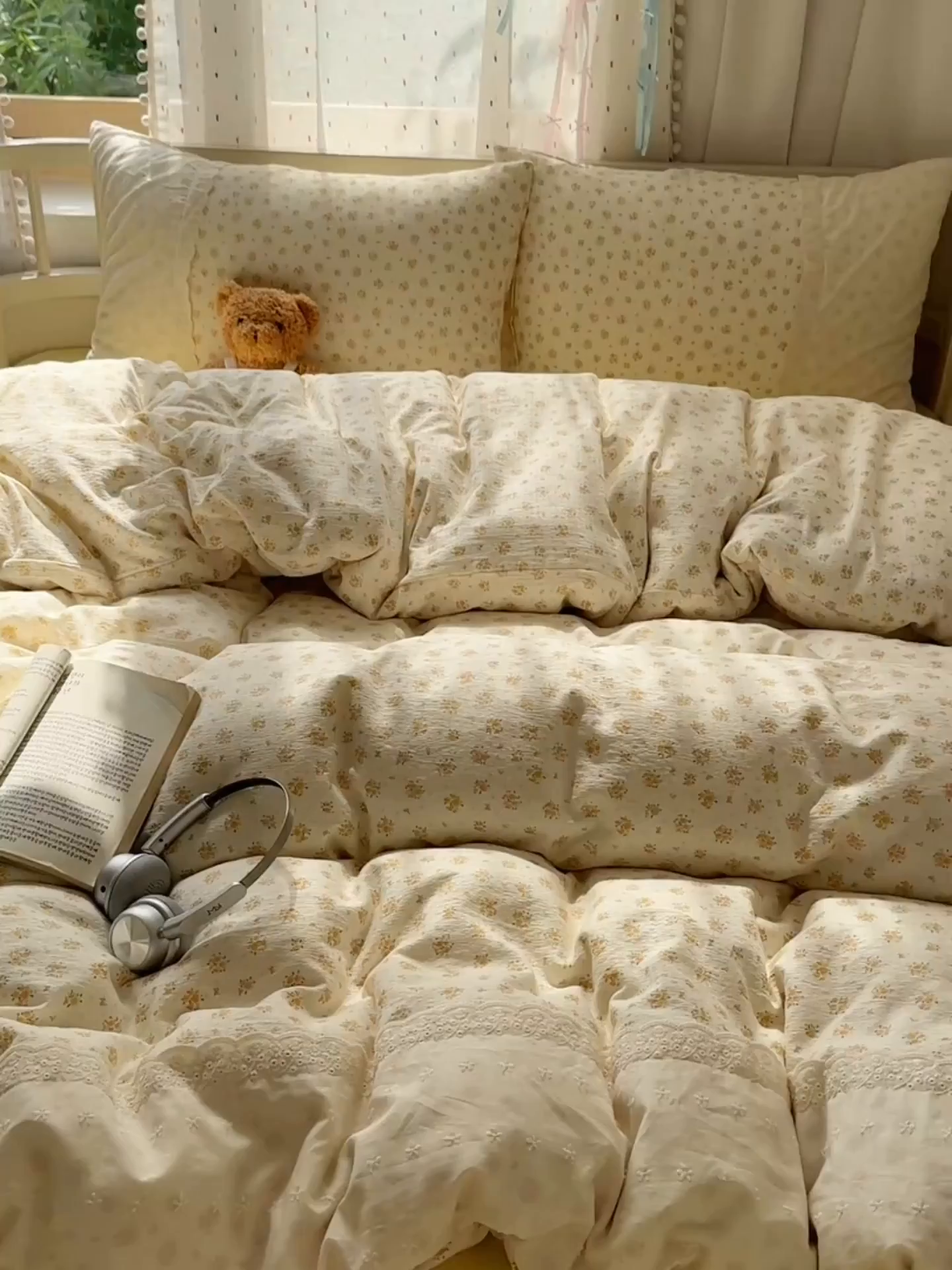 91家纺网 家纺一手货源 找家纺 （总）沐芷 2026 【提供买家秀】宽花边四件套公主风A类双层纱床上用品三件套被套床笠