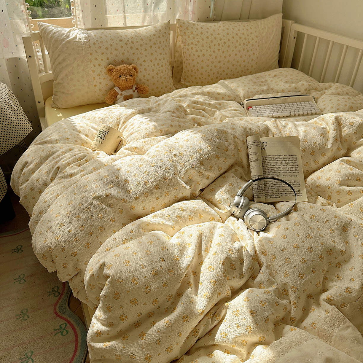 91家纺网 家纺一手货源 找家纺 （总）沐芷 2026 【提供买家秀】宽花边四件套公主风A类双层纱床上用品三件套被套床笠