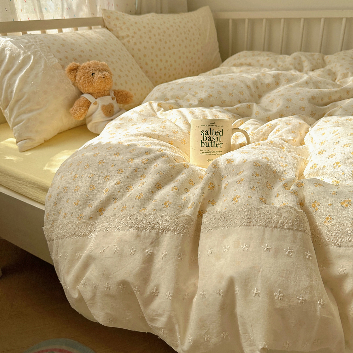 91家纺网 家纺一手货源 找家纺 （总）沐芷 2026 【提供买家秀】宽花边四件套公主风A类双层纱床上用品三件套被套床笠